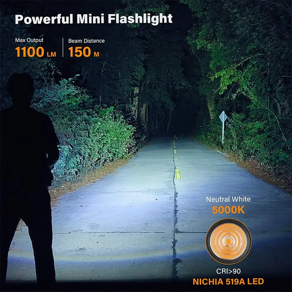 Sofirn SC13 519A 5000K Mini Powerful Led Light LED 1100lm 18350 Rechargeable Flashlight with Magnetic
