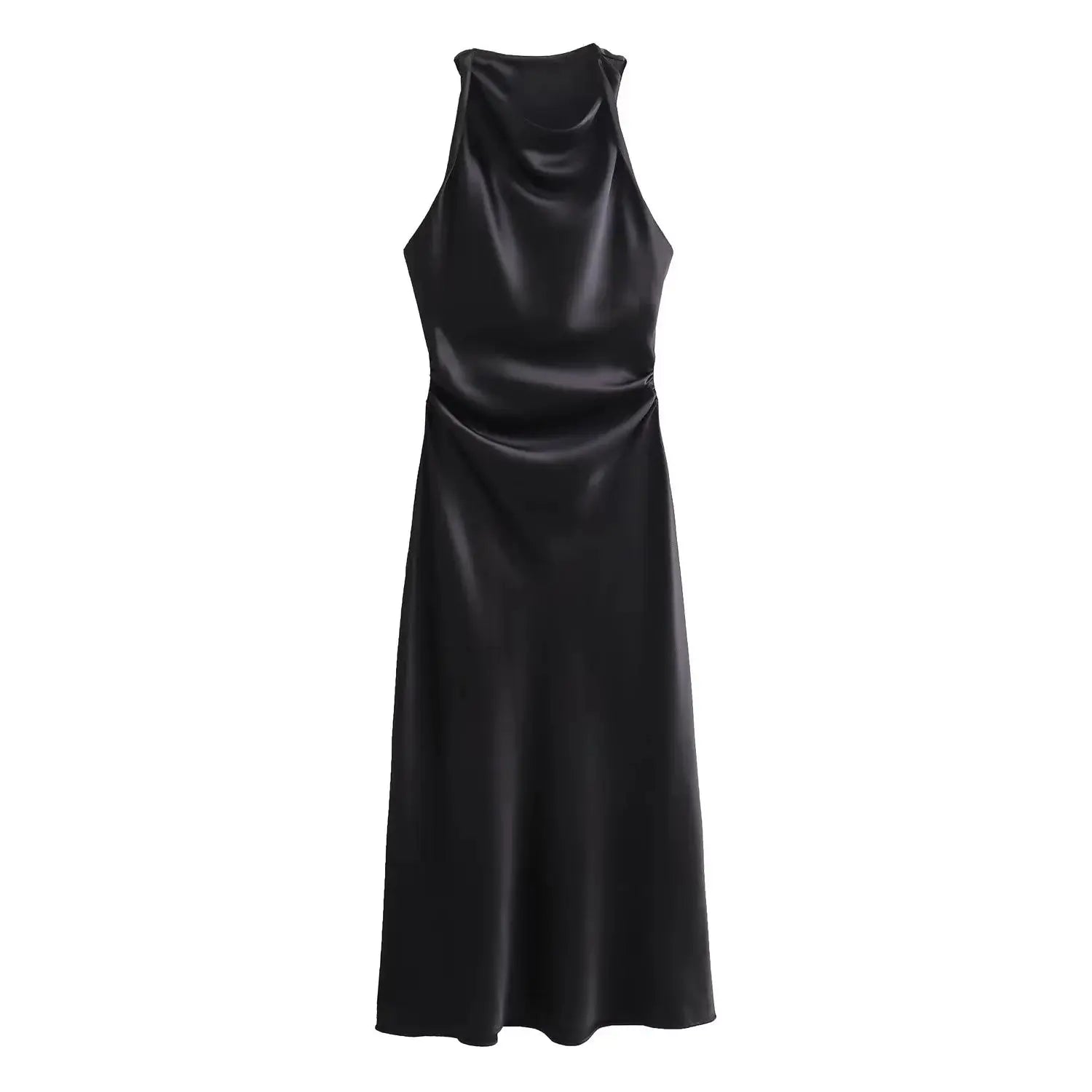 TRAF Satin Long Dresses for Women 2024 Summer Slip Midi Dress Woman Sexy Evening Party Dress Sleeveless Female Elegant Dresses - Smarsty