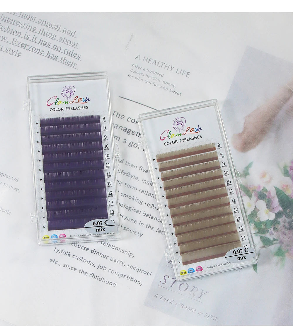 Glamlash Morandi Grey Colorful Individual Eyelash Extensions - Smarsty