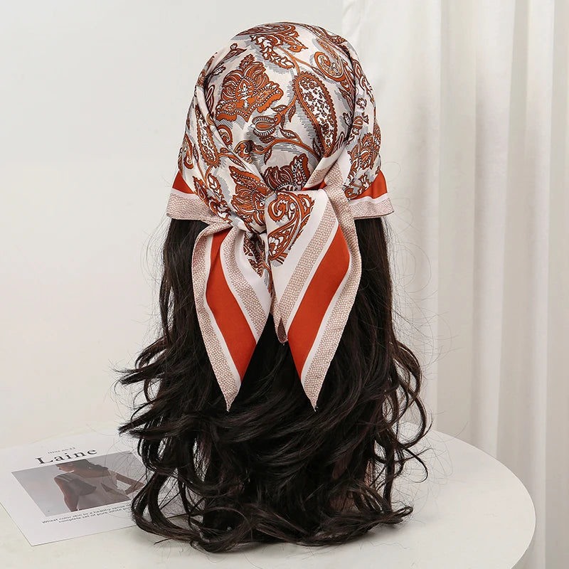 Bohemian Floral Print Silk Scarf for Women Sun Protection - Smarsty