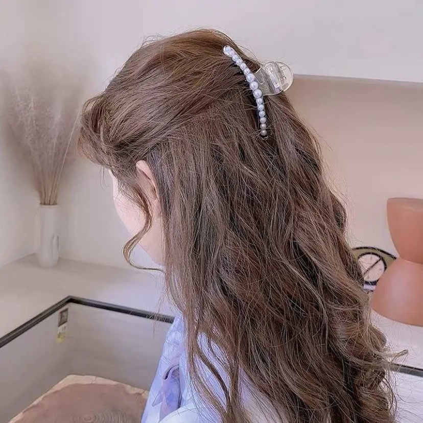 Large Pearl Hair Claw Clip Acrylic Fashion Barrette Stylish - Smarsty