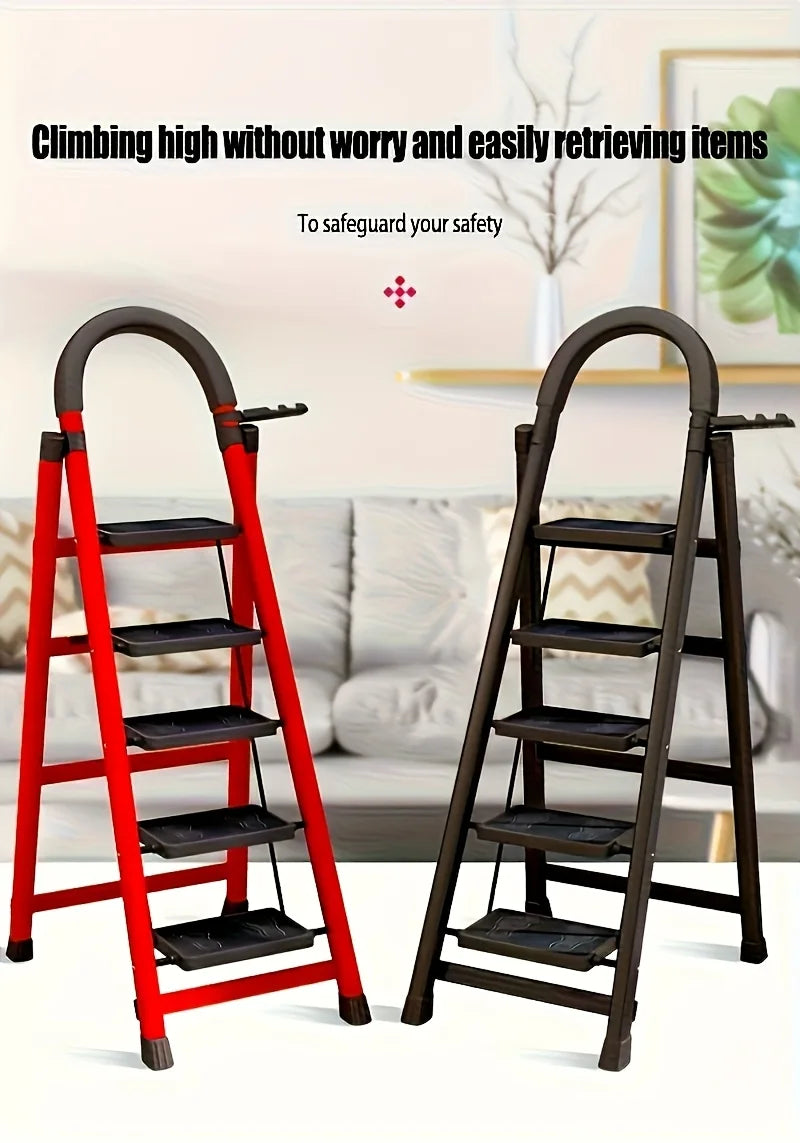4-step ladder set: multifunctional foldable lightweight, wide-thick sturdy, safe handle + wide non-slip steps, for home/outdoor/