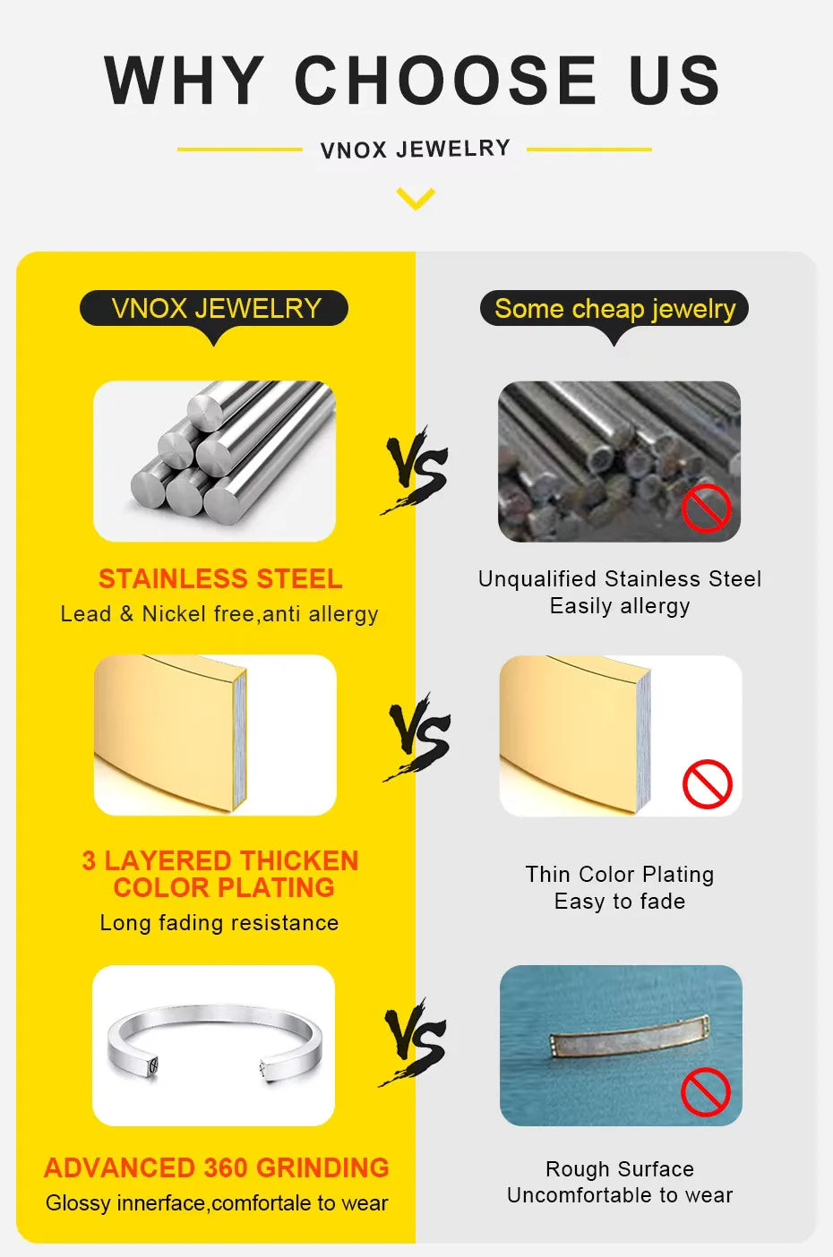 Vnox Stainless Steel Chain Bracelet for Men Gift - Smarsty