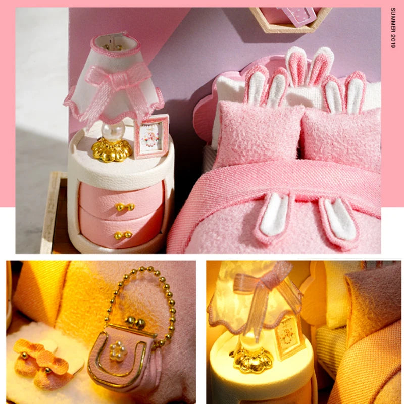 Wooden Mini Miniature Doll House DIY Small House Kit 3D Puzzle Building Assembly House Furniture Toy Children's Birthday Gifts by Smarsty