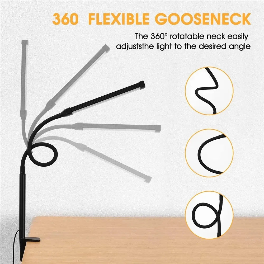 Dimmable LED Clip Desk Lamp for Reading - Smarsty