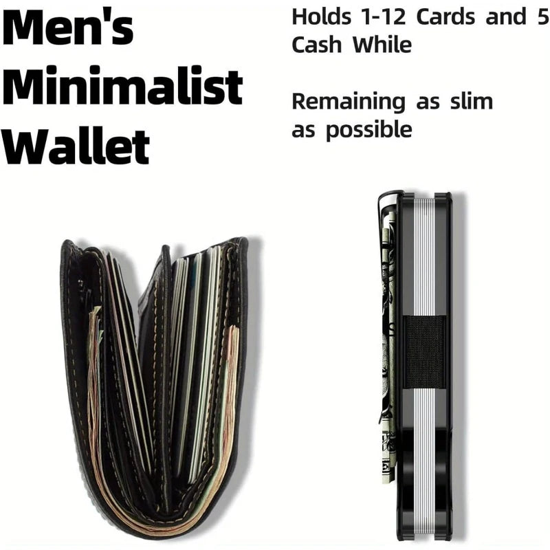 Slim Wallet For Men - Front Pocket RFID Blocking Minimalist Wallet For Men - Metal Wallet With Money Clip For Men - Smarsty