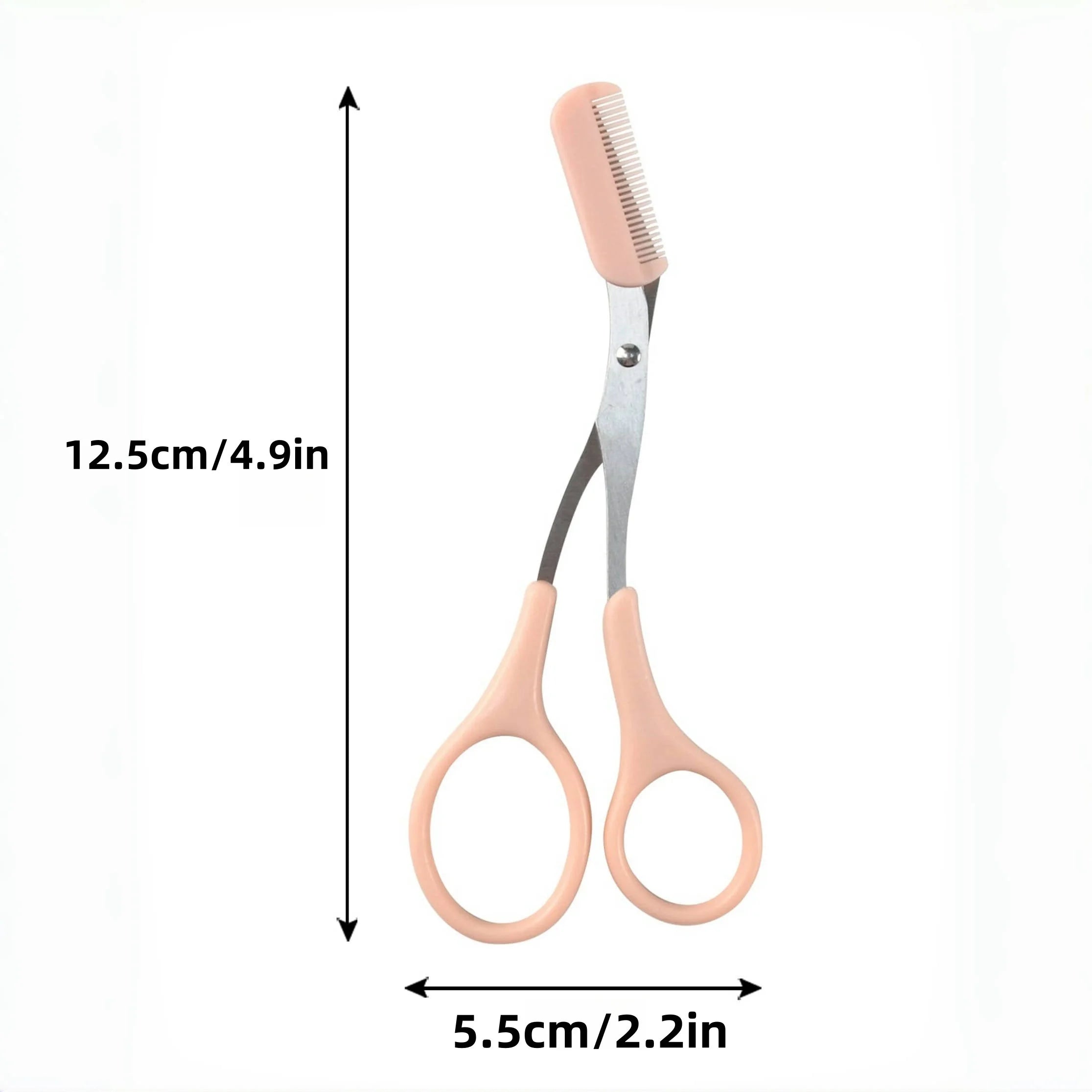 Pink Eyebrow Trimming Scissors with Built-In Comb - Smarsty