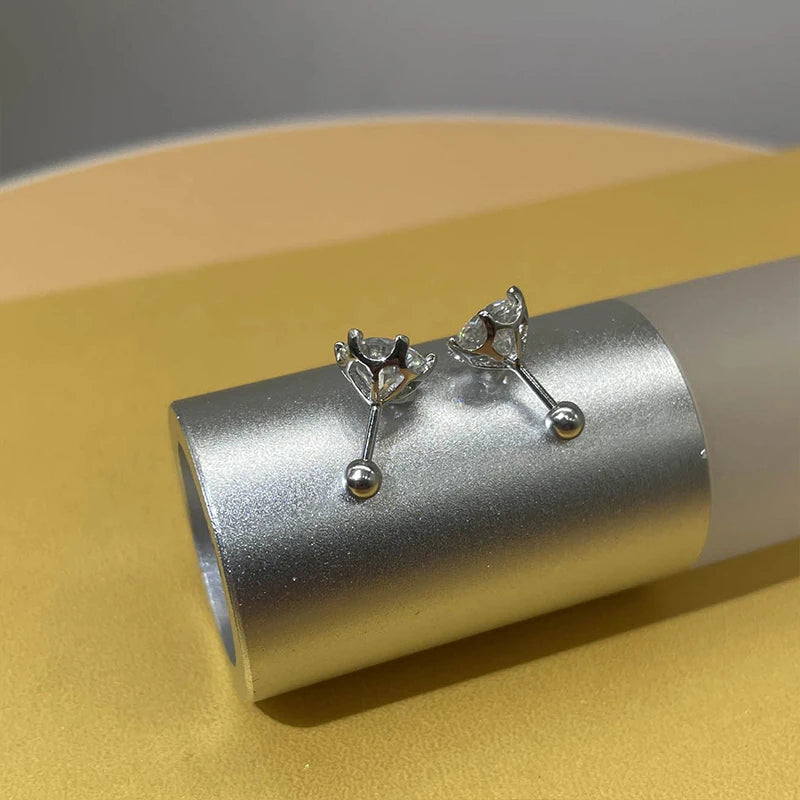 Moissanite Studs 0.5 To 2Ct Sterling Silver Screw Back - Smarsty