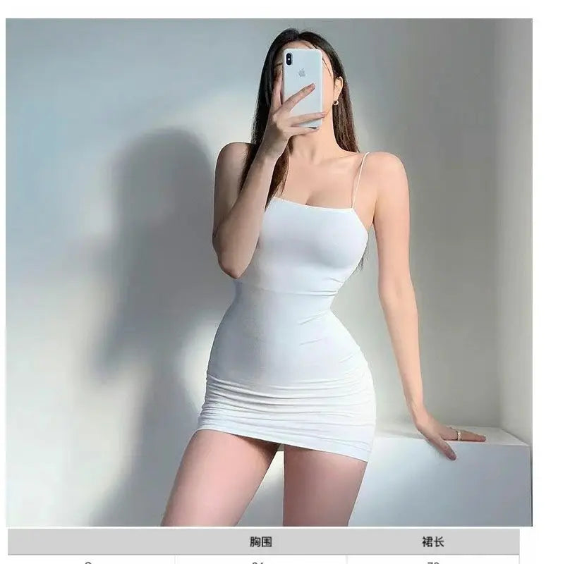 Elegant Solid Sling Sleeveless Type A Sheath Mini Short Dresses Summer New Sexy Slim Slimming Arm Covering Dresses - Smarsty