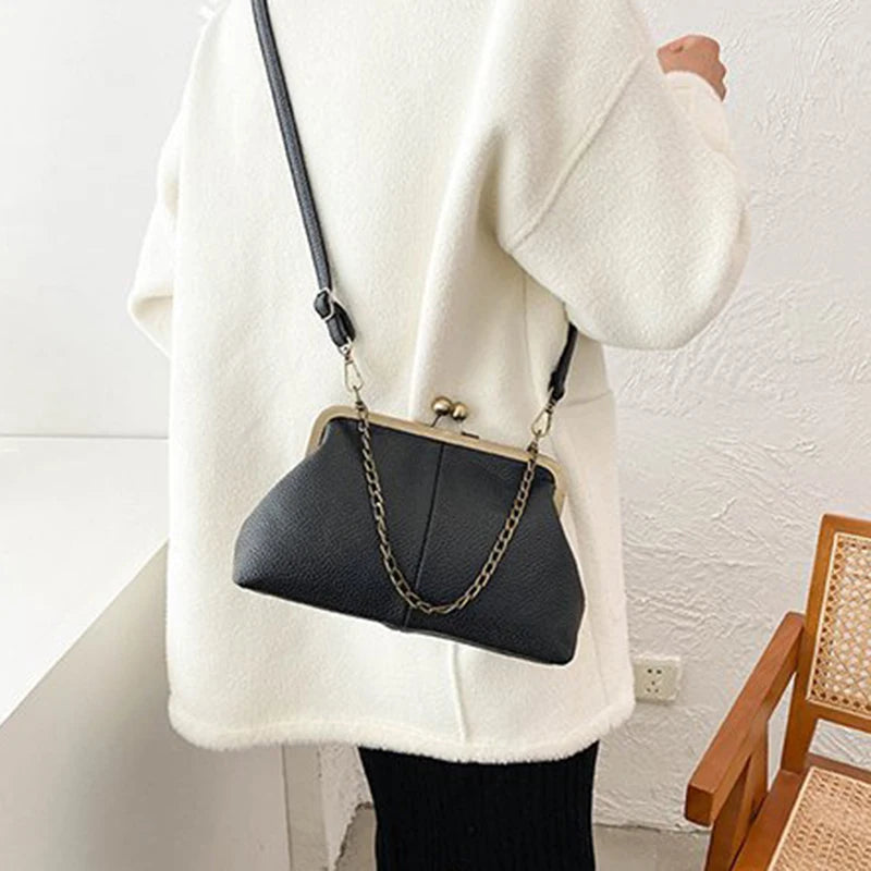 Vintage Soft Skin Shell Bag Lychee Pattern Crossbody - Smarsty