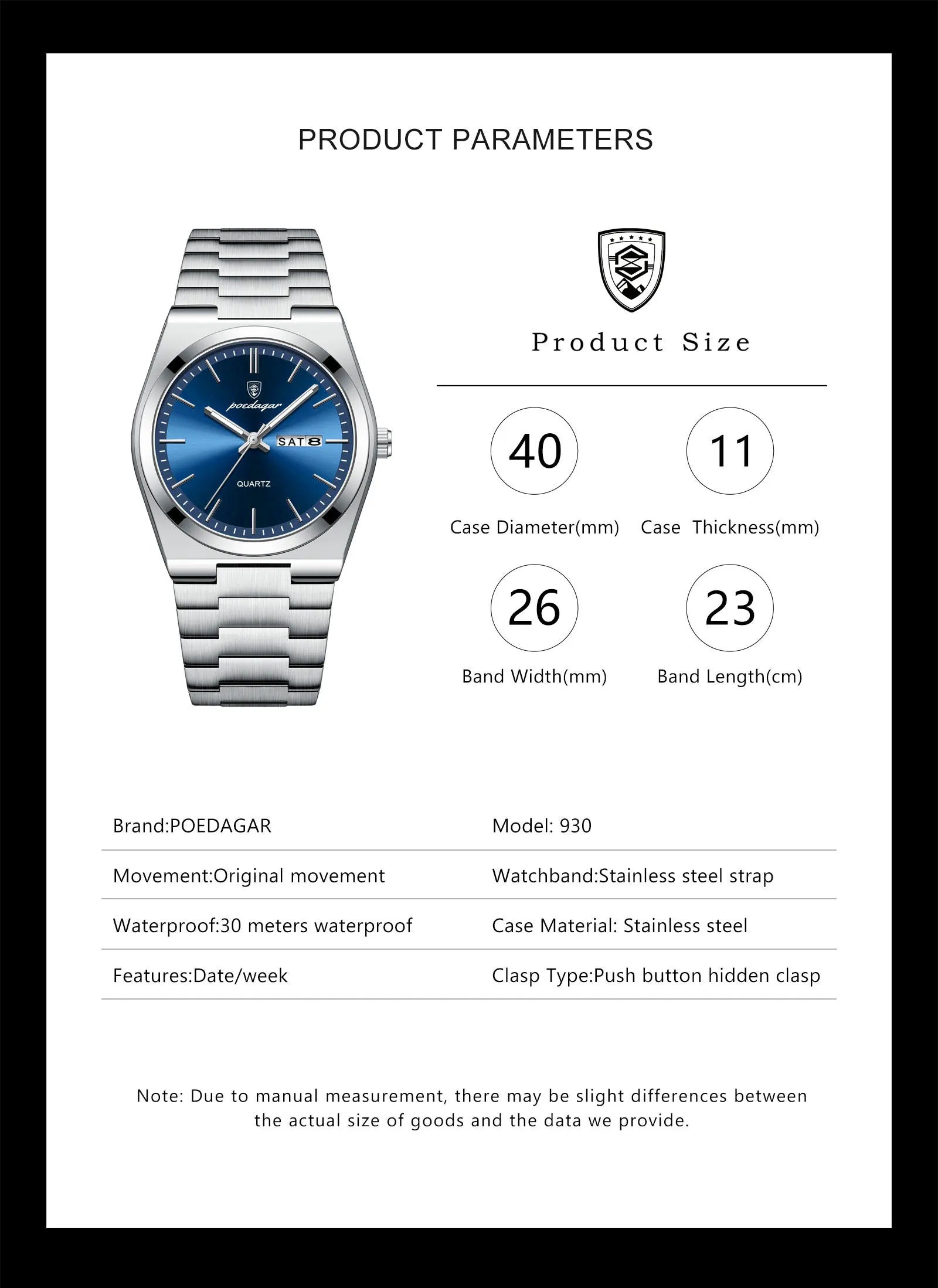 POEDAGAR Waterproof Luminous Men's Quartz Watch - Smarsty