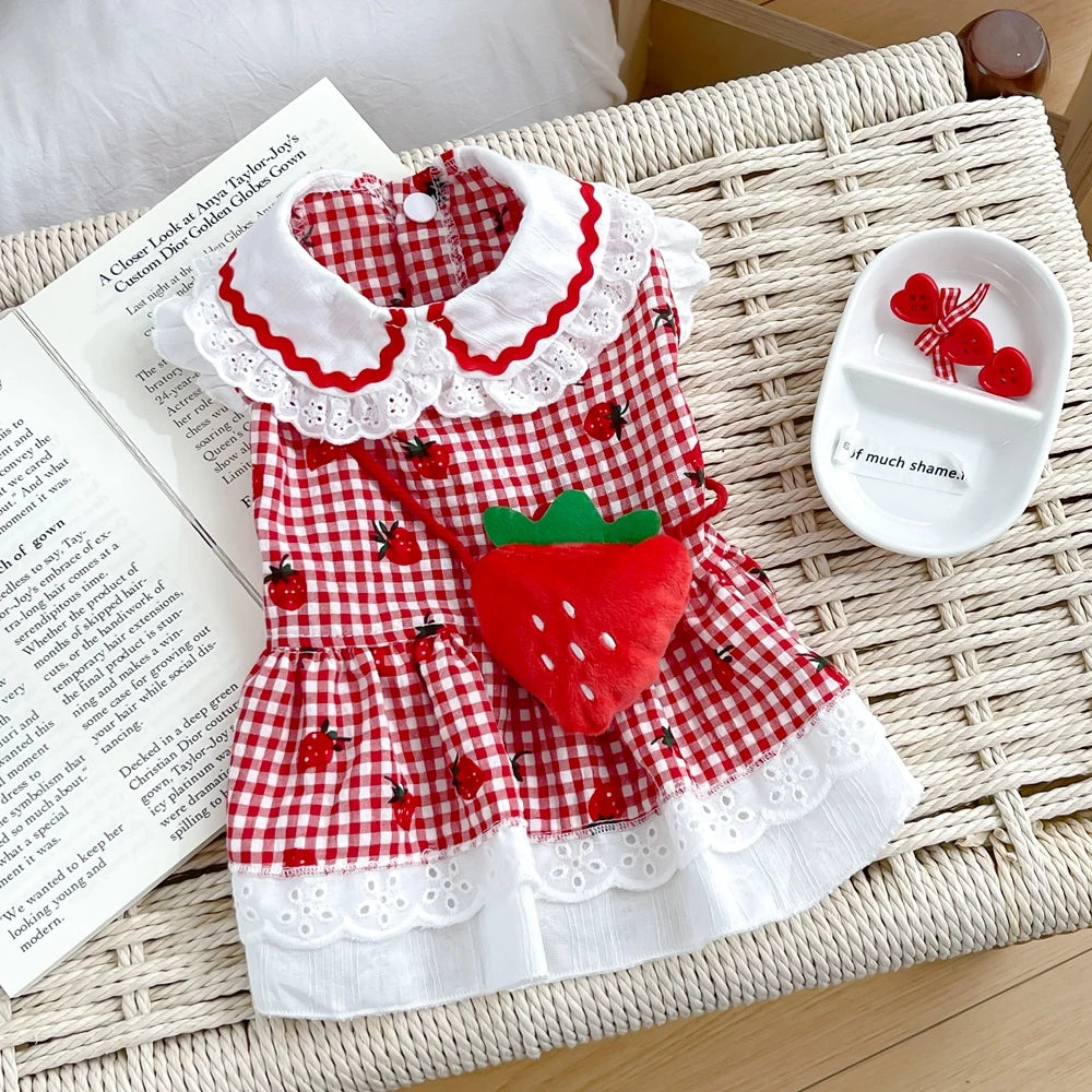 Cute Strawberry Dress for Dogs Summer Apparel - Smarsty