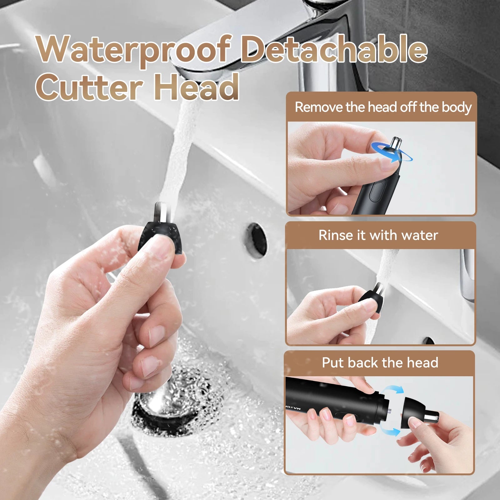 MAXGROOM Nose Hair Trimmer for Men Rechargeable 360 Rotating Dual-Blade Electric Shaver Eyebrows Nose Hair Trimmer Painless Safe - Smarsty
