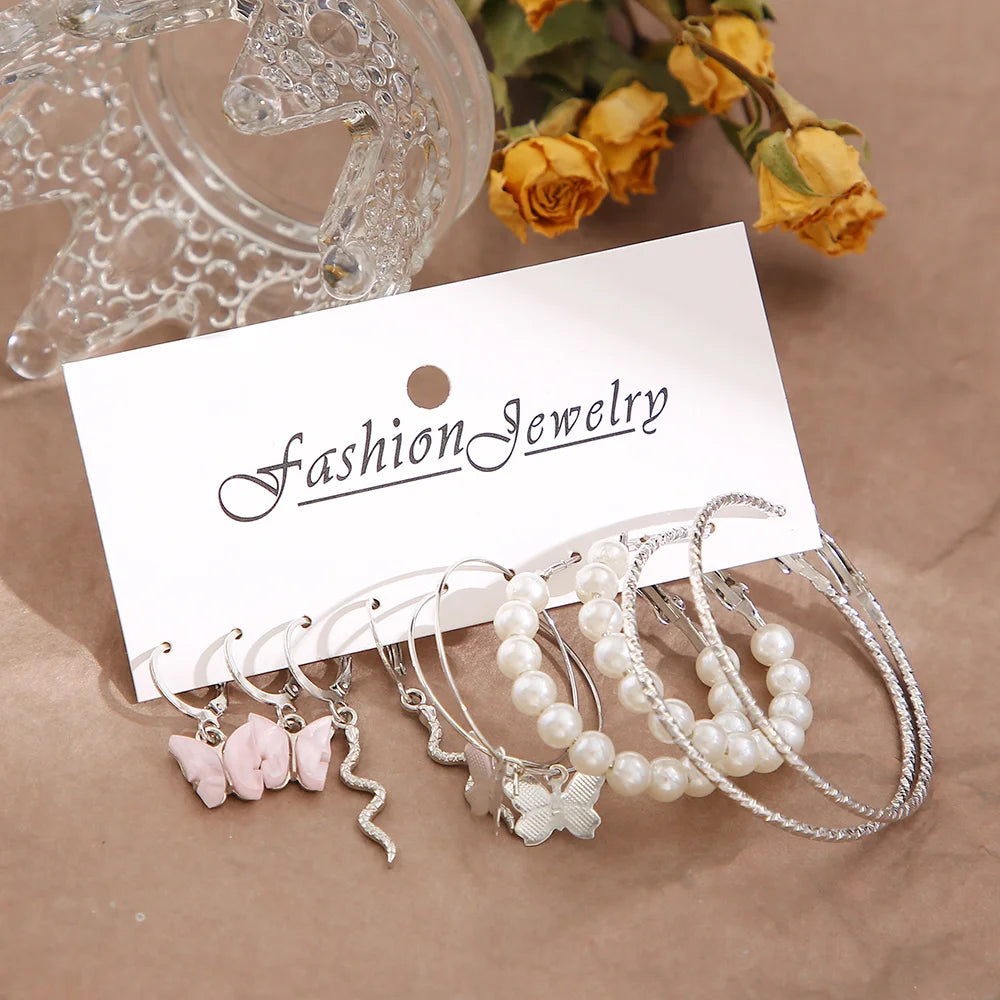 Elegant Silver Round Pearl Hoop Earrings For Women - Smarsty
