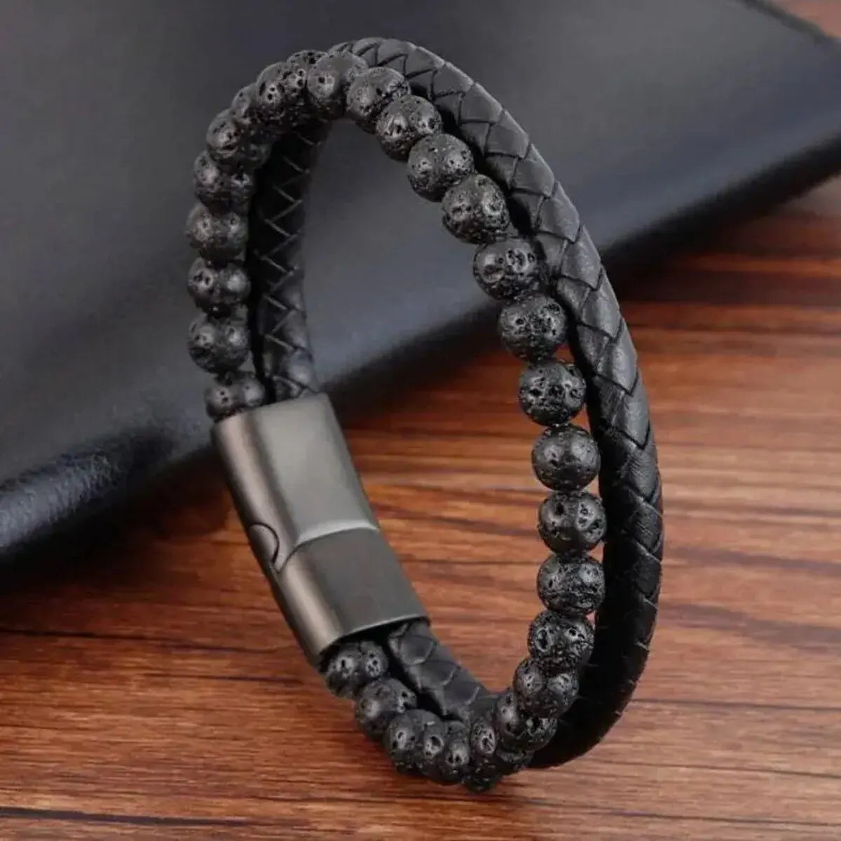Natural Stone Leather Bracelet with Tiger Eye Beads - Smarsty