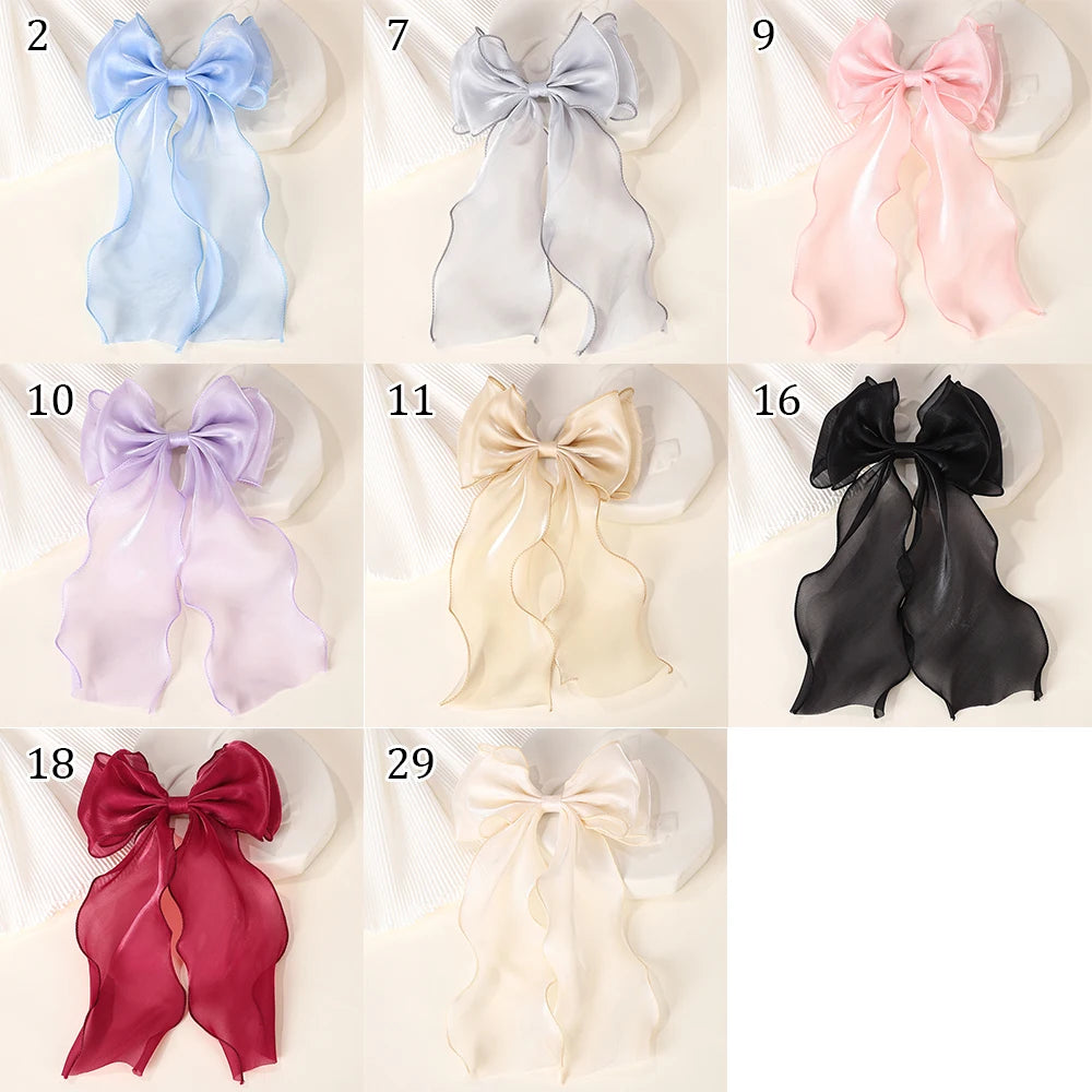 Girls Elegant Big Bow Satin Hair Clip Accessory - Smarsty