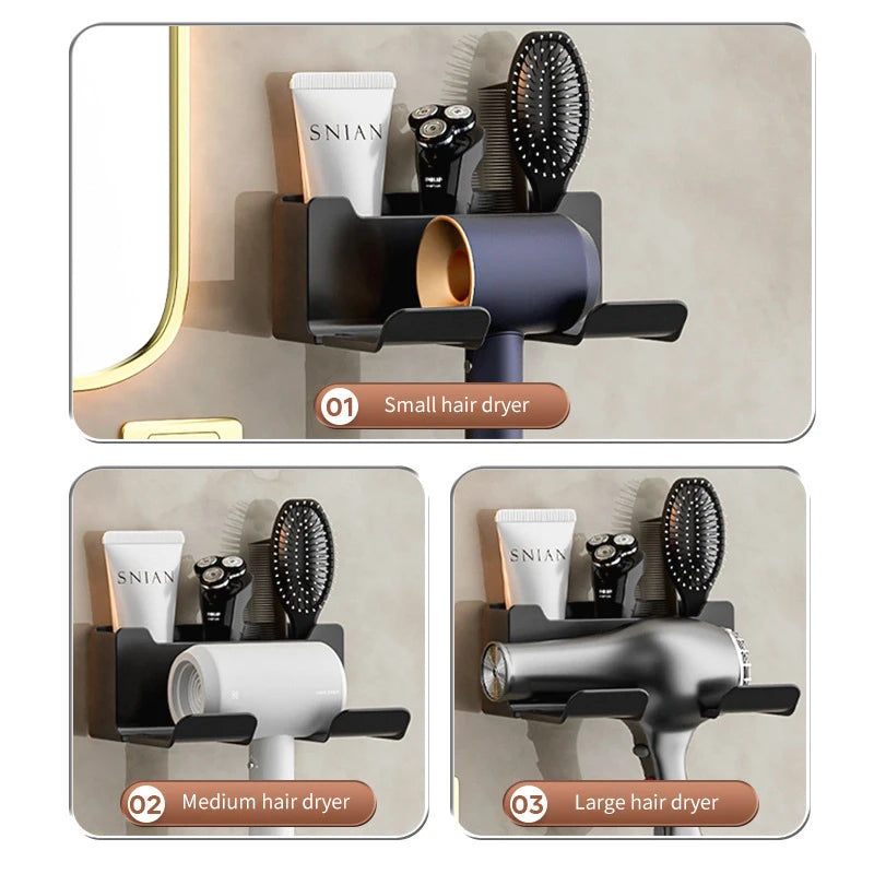 Wall Mounted Hair Dryer Holder Organizer for Bathrooms - Smarsty