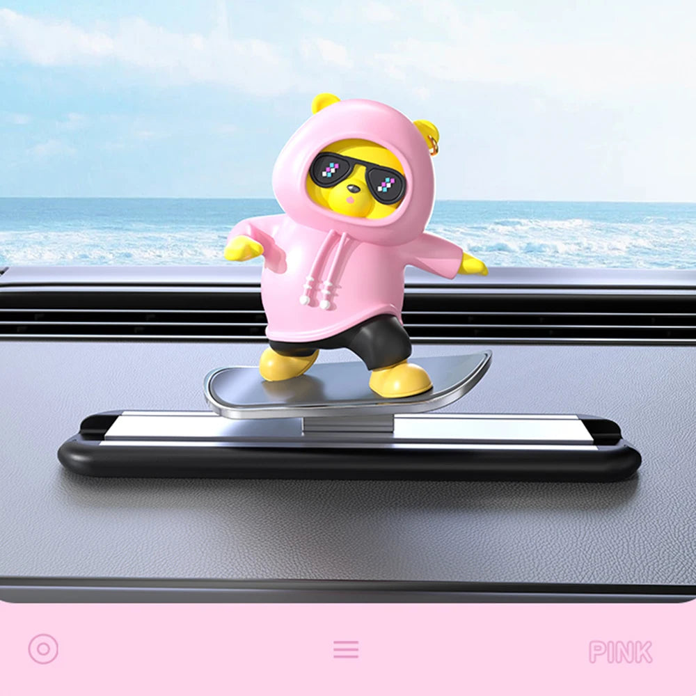 Car Center Console Ornament Bear Cartoon Alloy Sliding - Smarsty