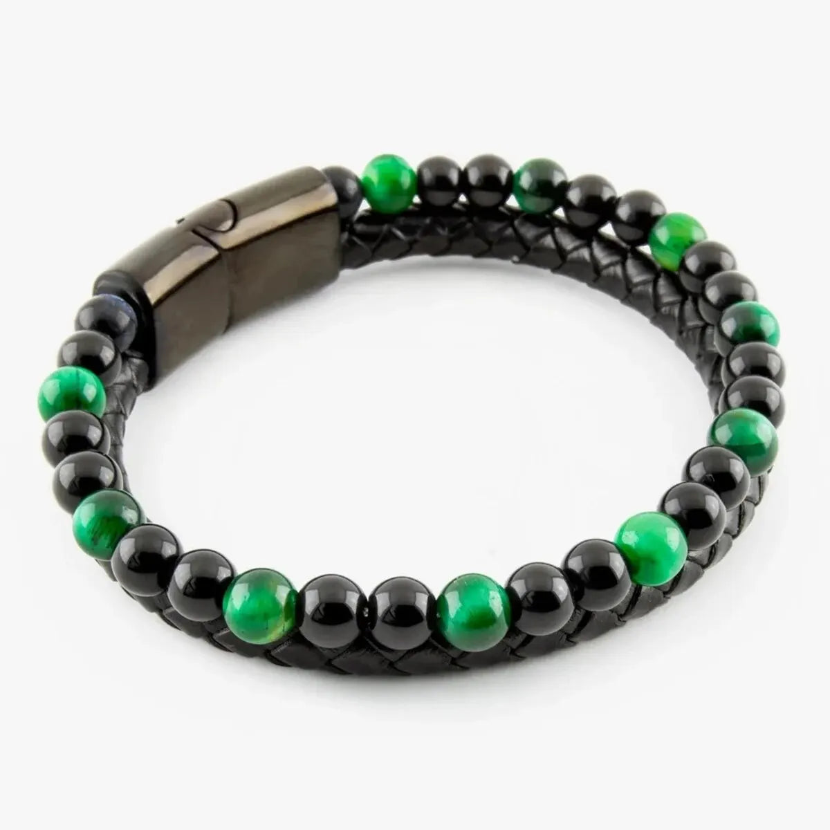 Natural Stone Leather Bracelet with Tiger Eye Beads - Smarsty