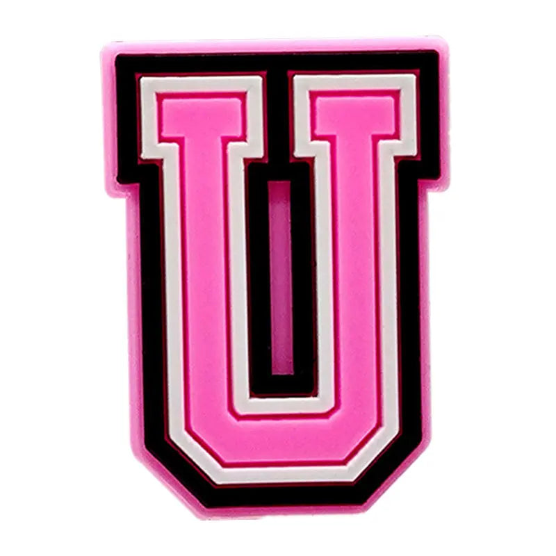Pink Letter Shoe Charms for Crocs Accessories Women Clogs Pins Men Badge Kids Jeans Girls Decorations Buckle Shoes Accessories