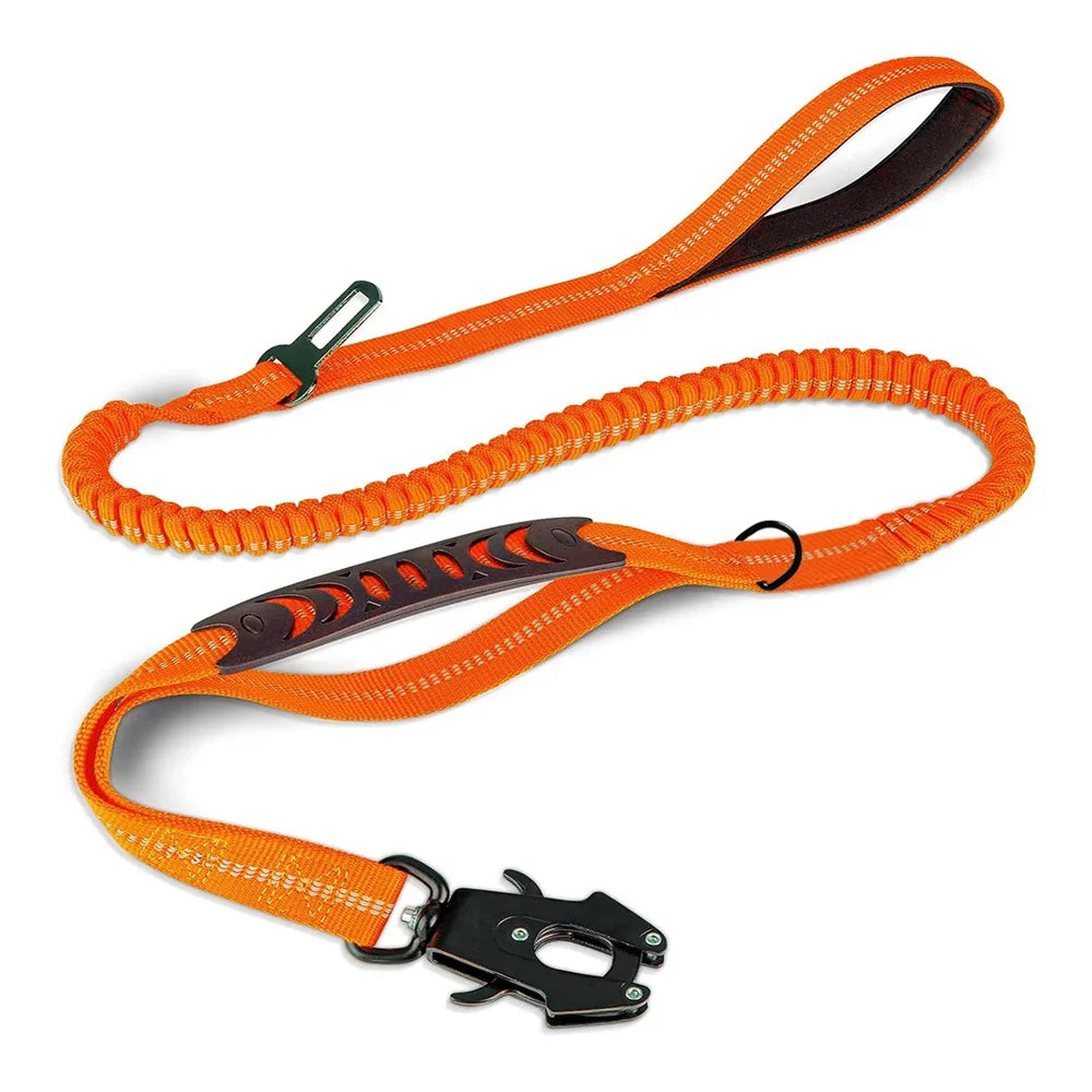 Reflective Bungee Dog Leash with Car Seatbelt Attachment - Smarsty