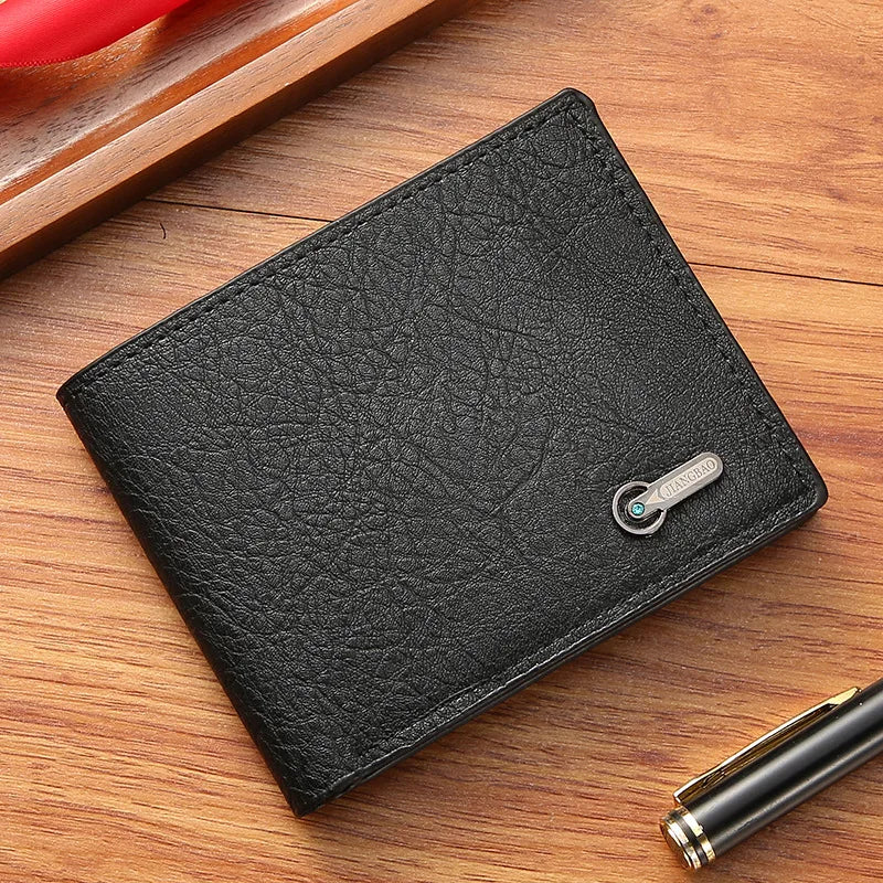 Men Short Bifold Faux Leather Masculina Billetera Credit ID Card Holder Wallet Billfold Purse Clutch Solid Hombre Business Slim - Smarsty