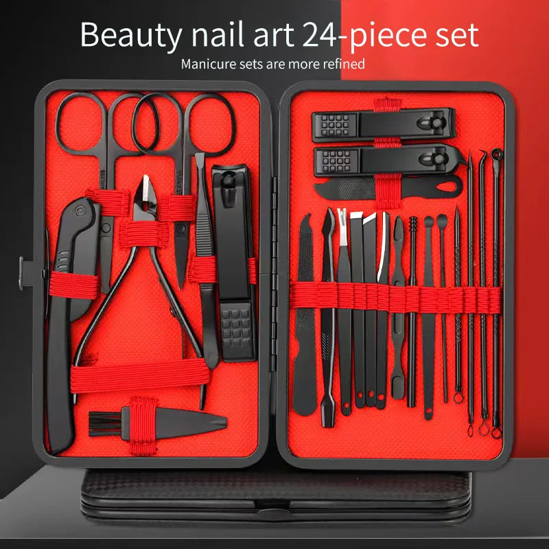 Convenient Black and Red Nail Clipper Set - Smarsty