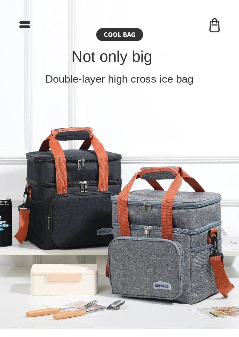 Double Layer Leakproof Lunch Bag Large Capacity Insulation - Smarsty