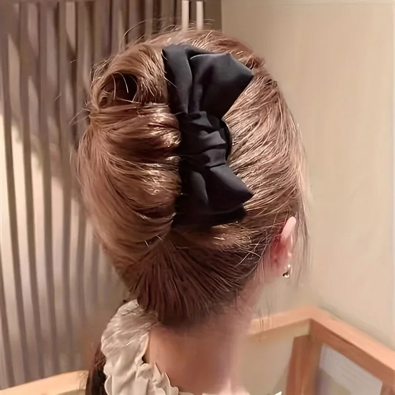 Elegant Black Bow U-Shaped Hair Clip for Women - Smarsty