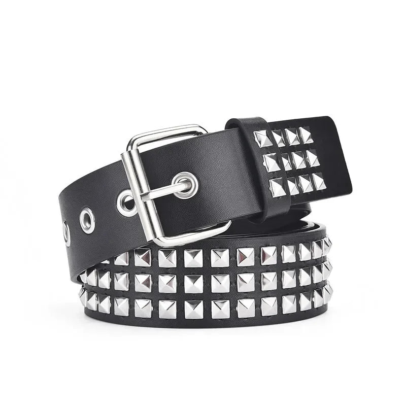 Unisex Punk Rock Studded Belt With Metal Detailing - Smarsty
