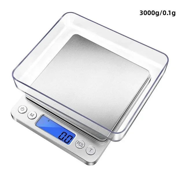 Digital Kitchen Scale Mini Pocket Stainless Steel Precision Jewelry Electronic Balance Weight Gold Gram 0.1/3000g Weigh Scales by Smarsty