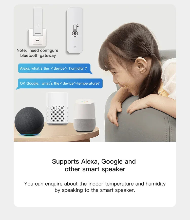 Tuya Smart Temperature and Humidity Sensor with Bluetooth Control - Smarsty