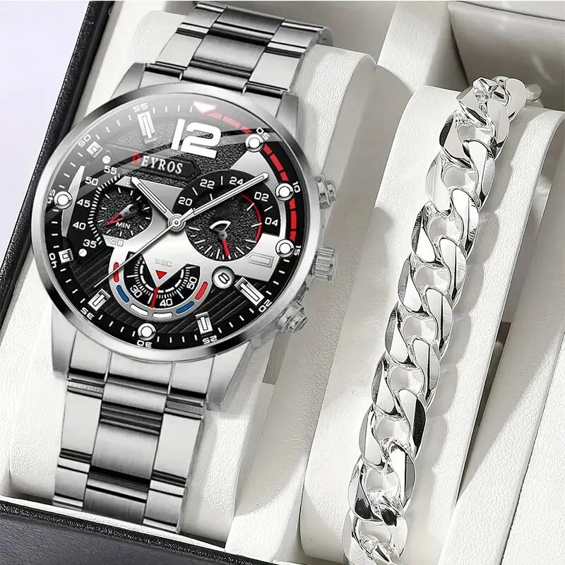 Luxury Men's Silver Quartz Watch With Luminous Feature - Smarsty