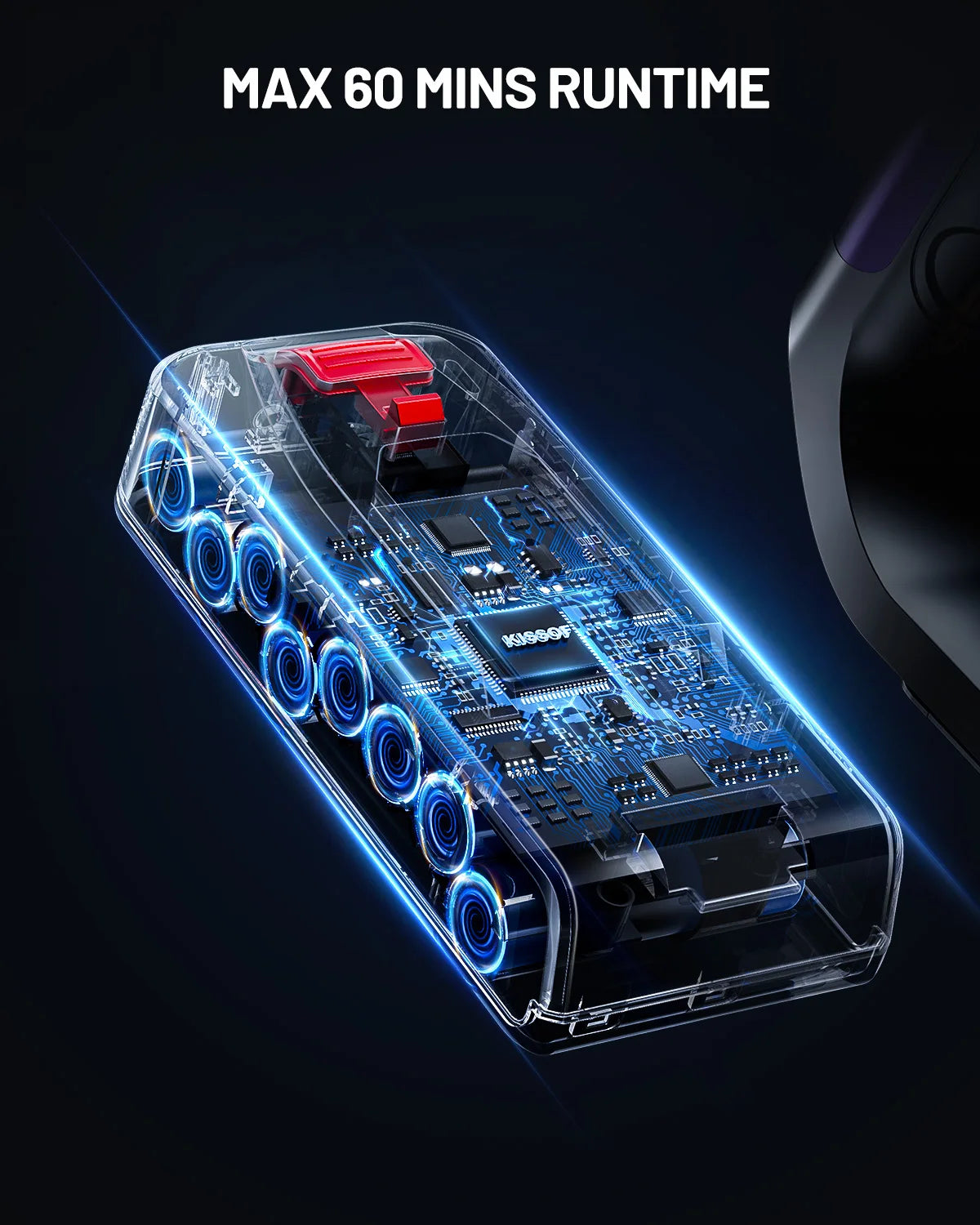 Kissof S17 Pro 550W/55KPA Cordless Vacuum Cleaner, 60Mins Self-Standing Vacuum Cleaners for Home, Anti-Tangle Stick Vacuum