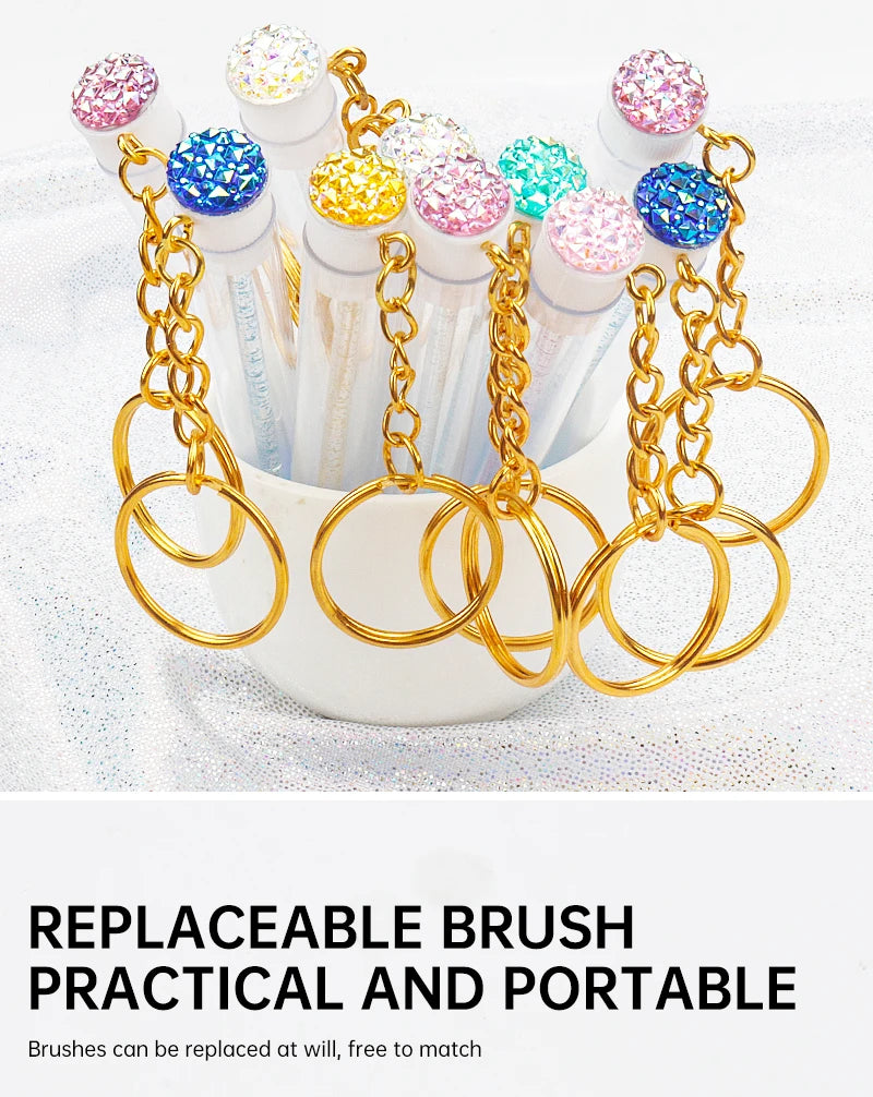 10 Pcs Tube Eyelash Brushes with Gold Keychain Convenience - Smarsty