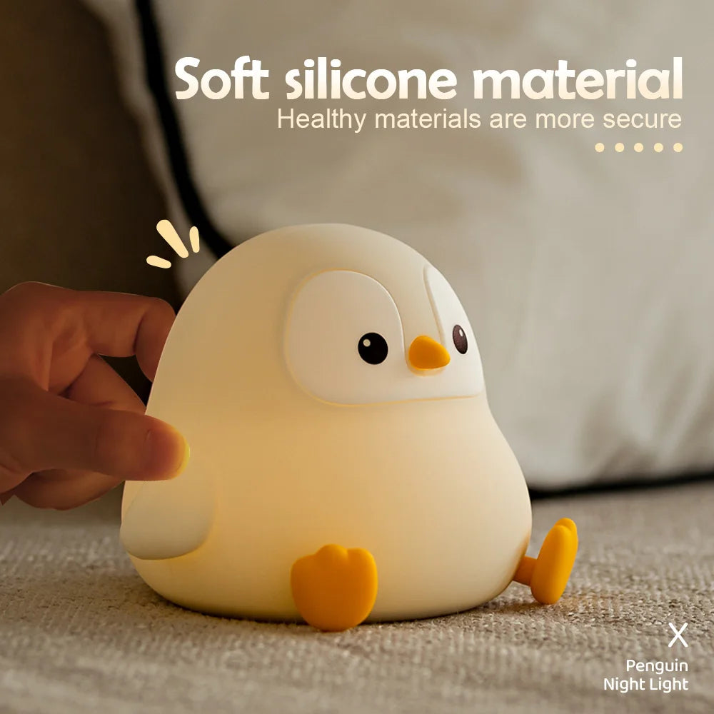 Cute Penguin Night Light Rechargeable Silicone Lamp for Kids - Smarsty