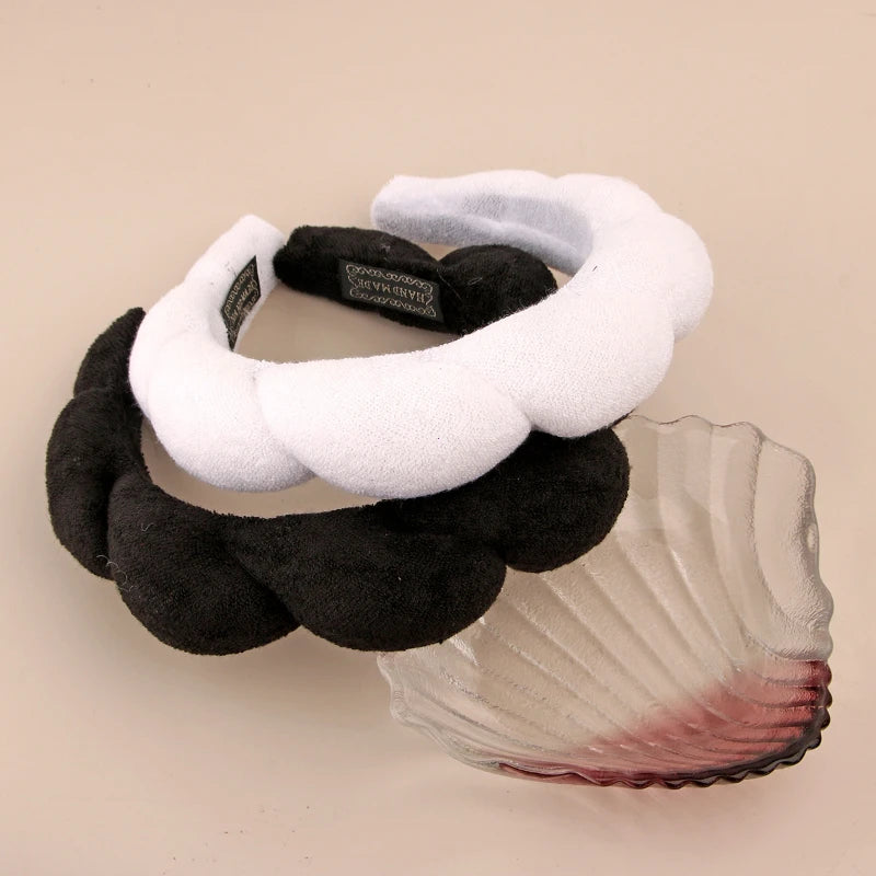 Soft Puffy Sponge Headband For Makeup Retro Terry Cloth - Smarsty