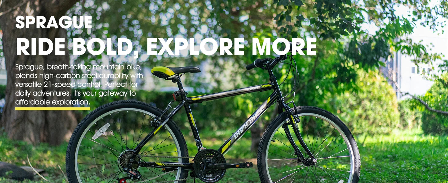 Hiland 24 26 inch Mountain Bike for Men Women, 21 Speeds High-Carbon Steel Frame, Sport Cycling MTB Bicycle for Adult