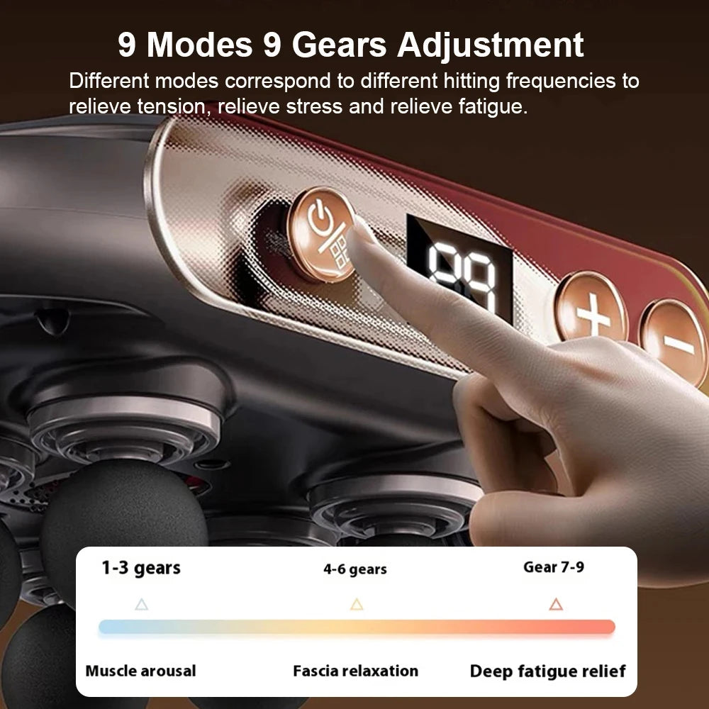 High Frequency Fascia Gun Muscle Massager with Six Heads - Smarsty