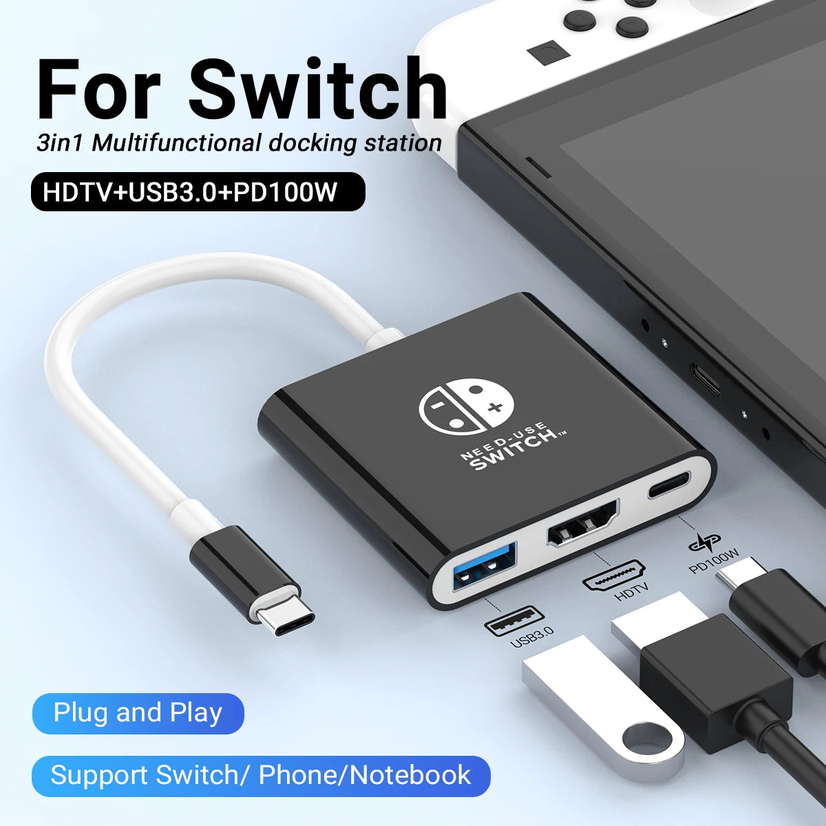 Portable USB C Hub With HDMI Travel And Gaming Dock