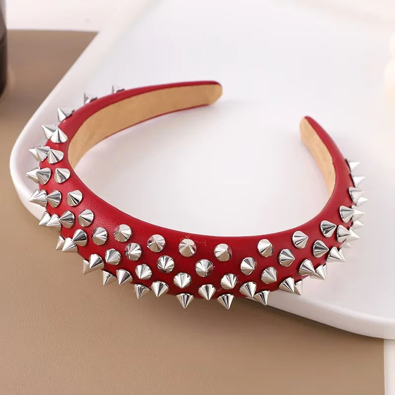 Punk Grunge Wide Elastic Headband Stretchy Metal Look - Smarsty