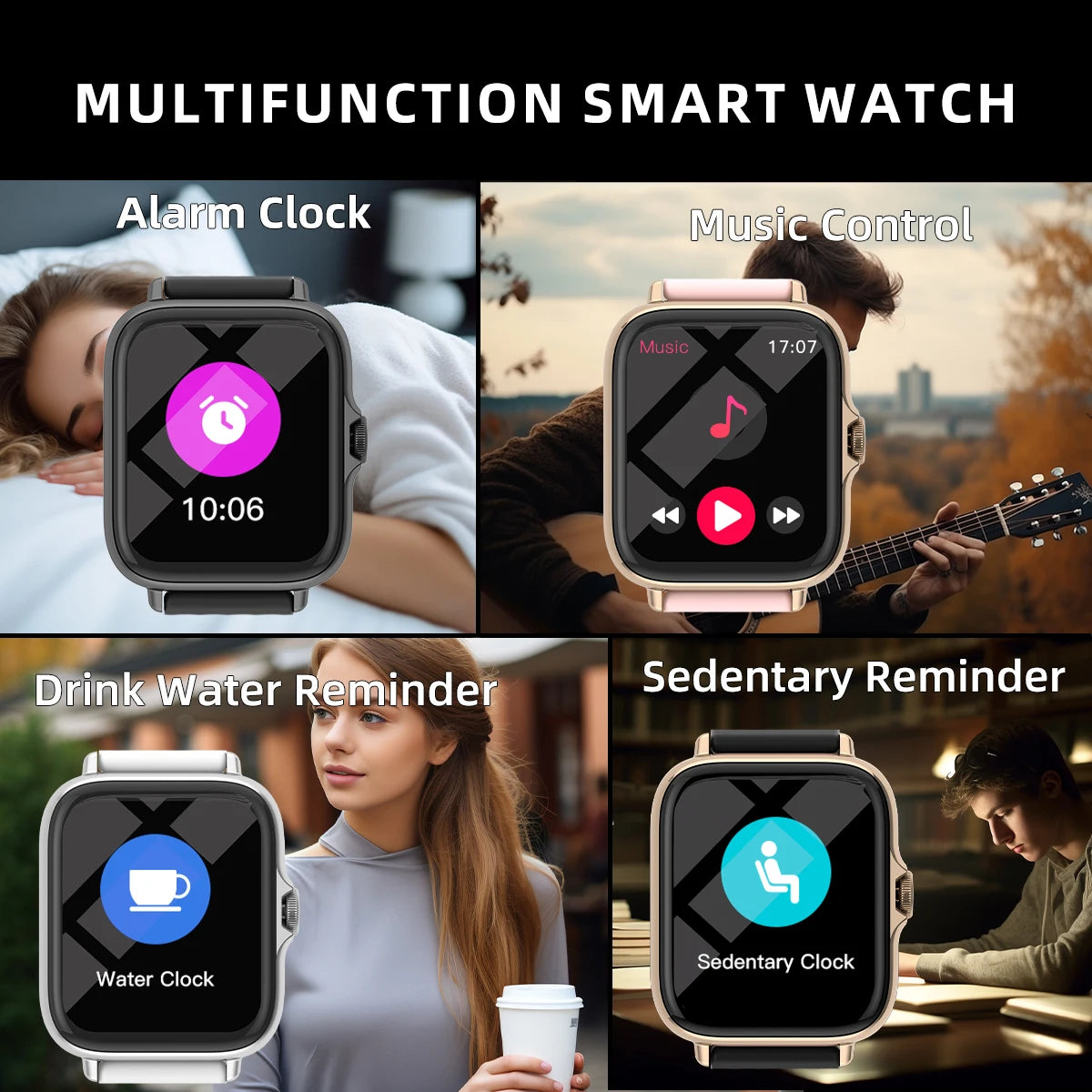 Waterproof Smart Watch with Call Alerts and Sleep Tracking - Smarsty
