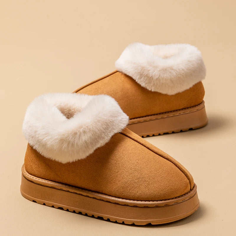 Women's Winter Slippers Non-Slip Indoor House Shoes, Plush Fleece Lined Warm Cotton Slippers with Soft Sole for Home Comfort - Smarsty