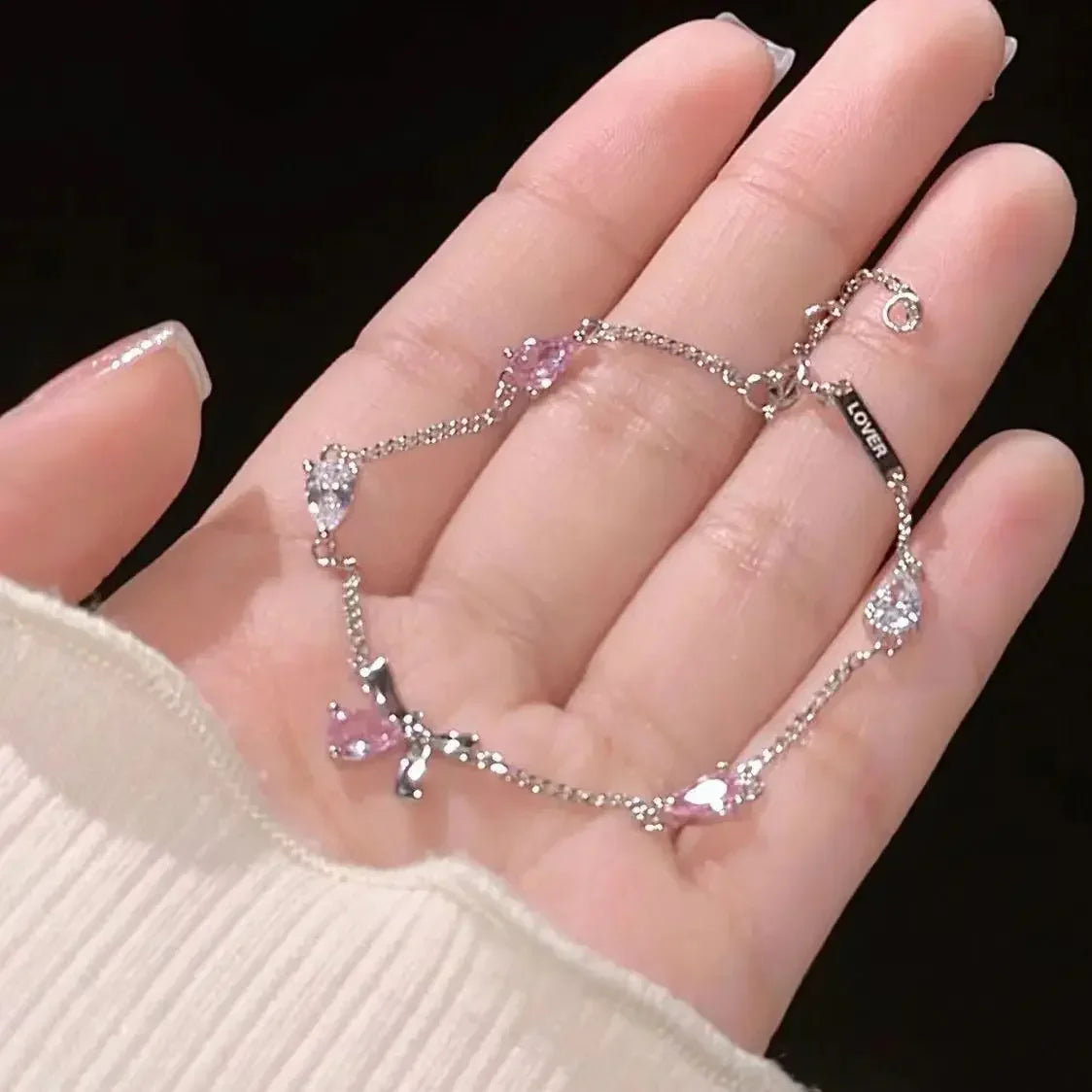 Women's Cherry Blossom Hand Jewelry with Pink Zircon - Smarsty