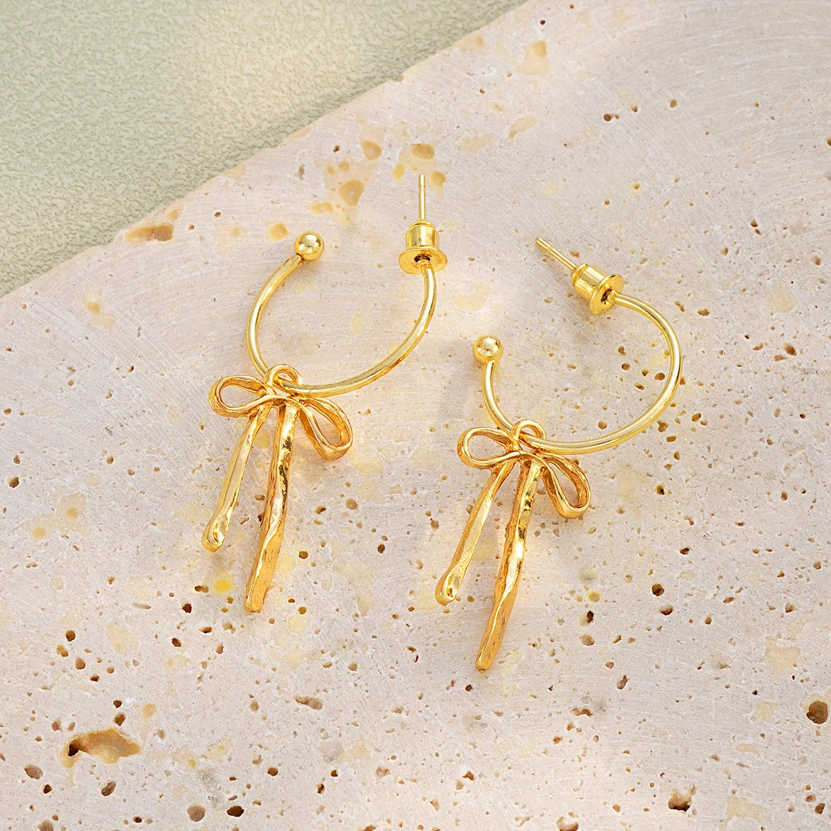 Versatile Gold Bowknot Stud Earrings for Women Daily Wear - Smarsty