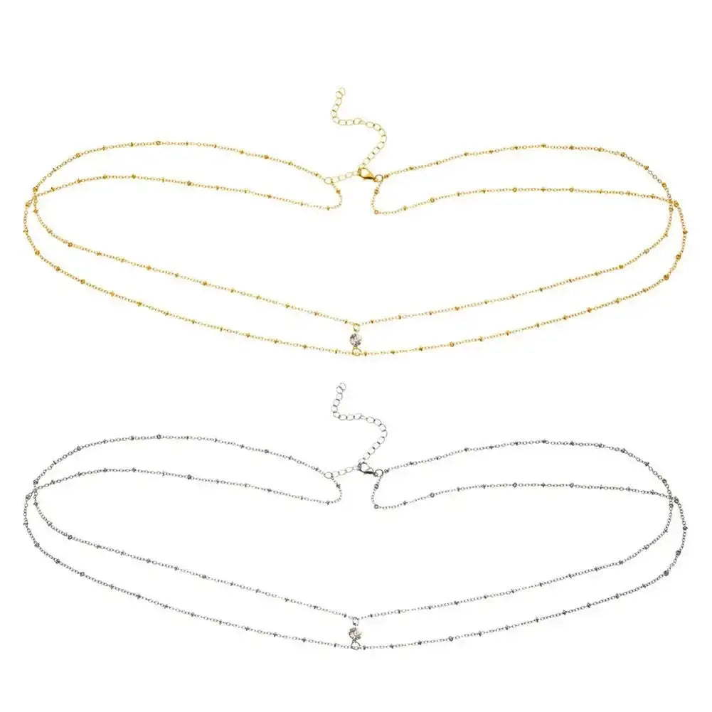 Women’s Boho Rhinestone Metal Waist Chain Jewelry - Smarsty