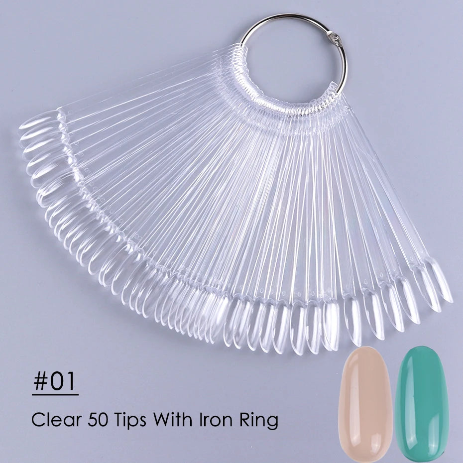 50pcs Oval Nail Display Tips for UV Gel Swatching - Smarsty