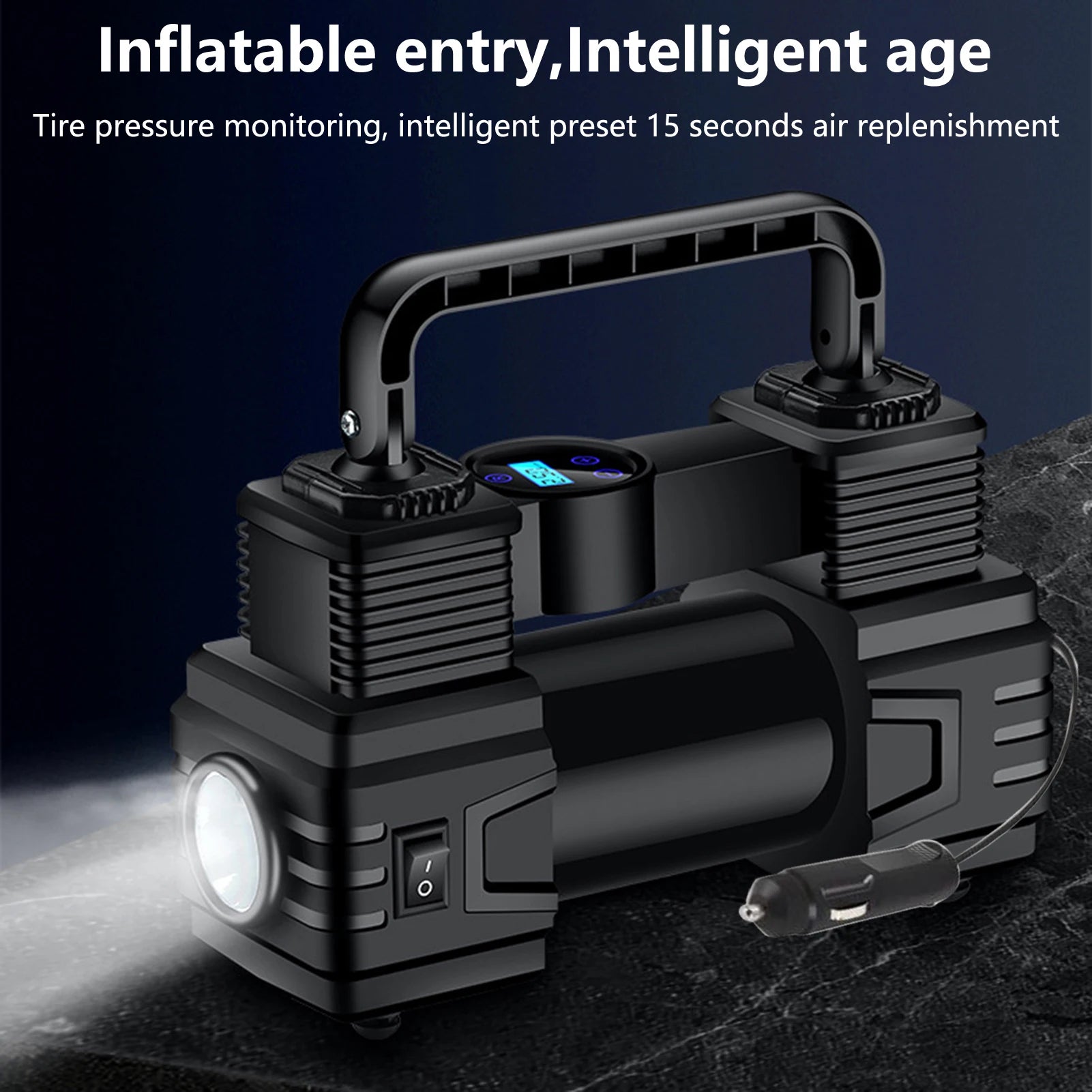 Automatic Digital Display Smart Preset Inflation Tire Inflator with LED Light 12V 150PSI Wire Auto Tire Inflator Pump