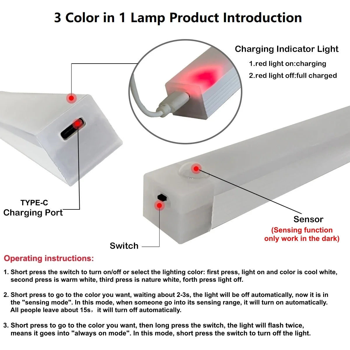 USB Rechargeable Motion Sensor LED Night Light Bar - Smarsty