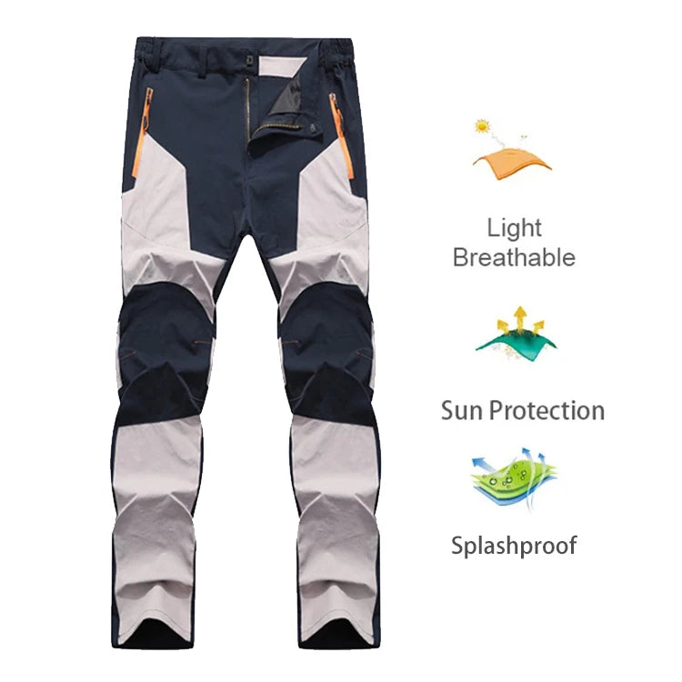 TRVLWEGO Men Summer Sports breathable Pants Hiking Trousers Camping Splash Prevention Quick Dry UV Resistant Elastic Thin - Smarsty